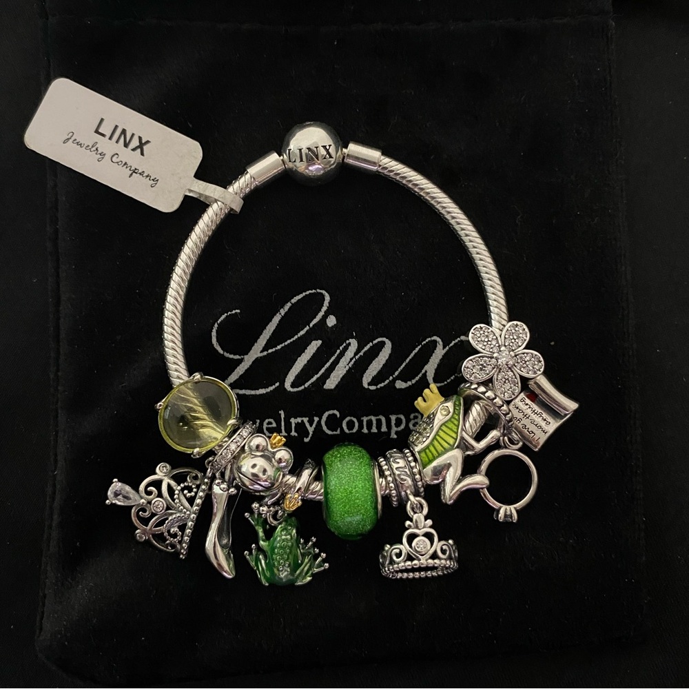 Linx Snake Chain Bracelet with Princess and Frog Prince Themed Charms